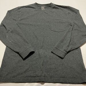 L.L.Bean Men's M Reg Carefree Unshrinkable Long-Sleeve Pocket T-Shirt Gray